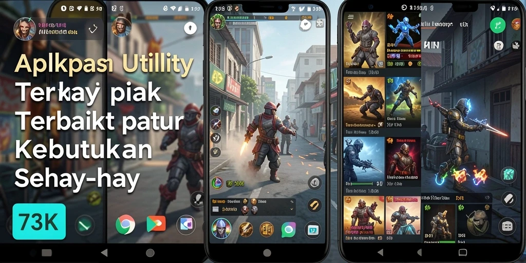 Tampilan utama aplikasi 73K dengan fitur utility yang intuitif.