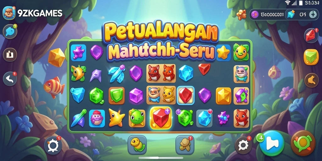 Tampilan gameplay seru dalam 9ZKGAMES dengan elemen Match-3.
