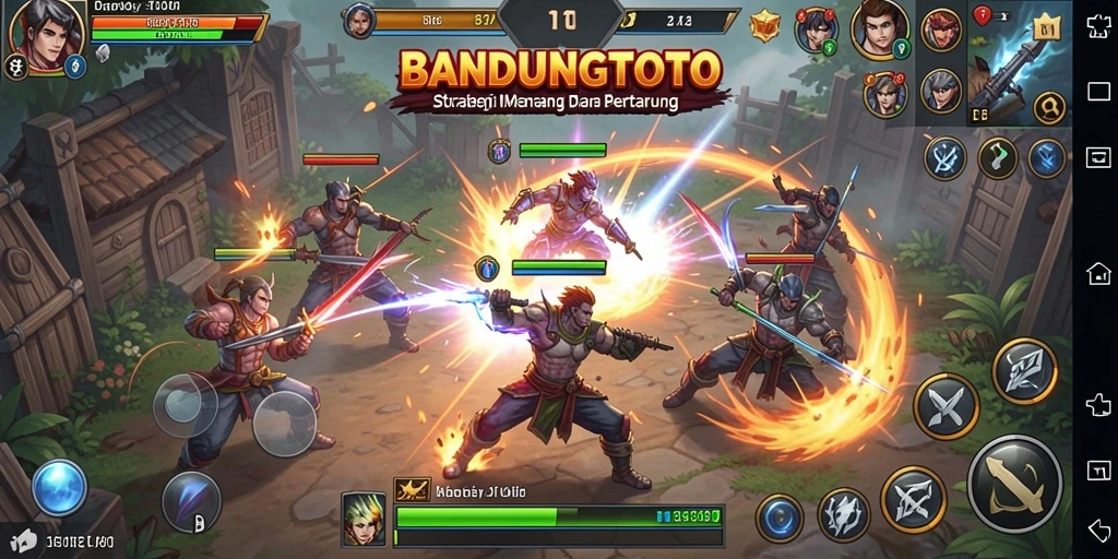 Screenshot utama BANDUNGTOTO menampilkan momen seru dalam taktik bertarung.
