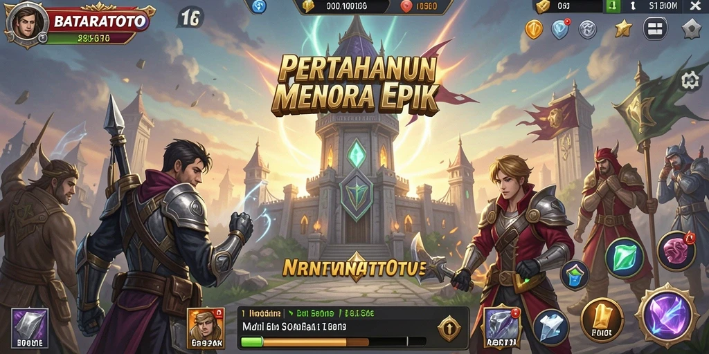 Tampilan gameplay epik BATARATOTO dalam pertahanan menara.