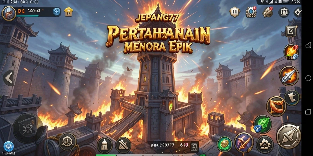Screenshot gameplay menyoroti strategi pertahanan menara yang seru.