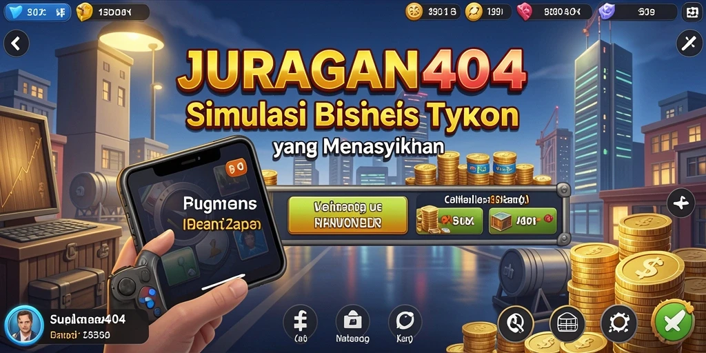 Tampilan menarik dari gameplay JURAGAN404 yang penuh strategi Tycoon.