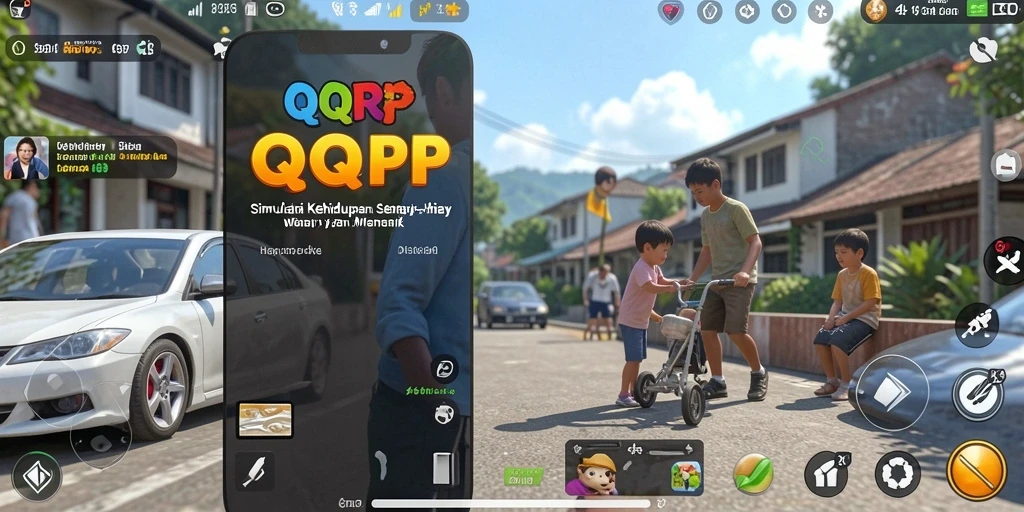 Tampilan gameplay QQRP yang memukau dengan aktivitas simulasi yang beragam.
