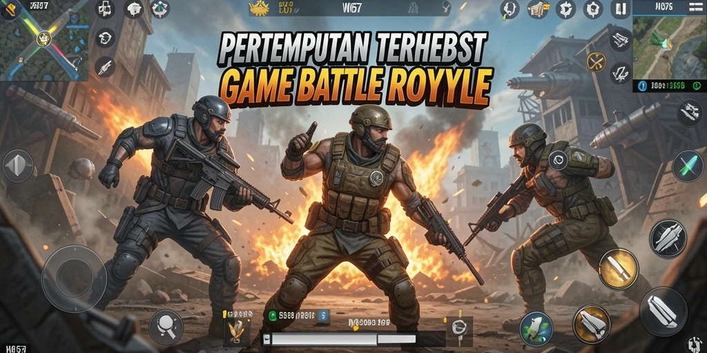 Gameplay seru W67 dengan aksi Battle Royale intens.
